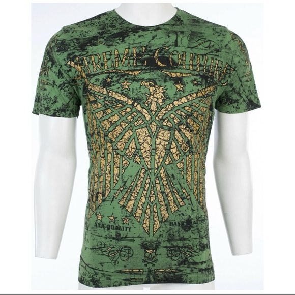XTREME COUTURE by AFFLICTION Mens T-shirt Connect Eagle Wings Green S-3XL NWT - Picture 5 of 9